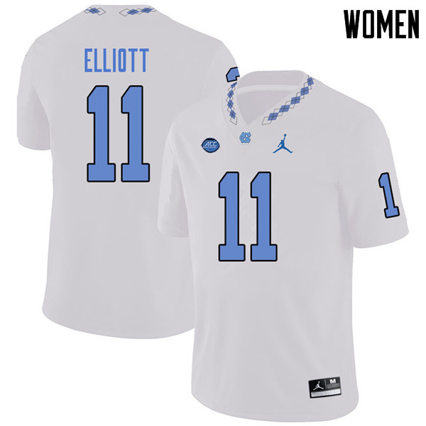 Jordan Brand Women #11 Nathan Elliott North Carolina Tar Heels College Football Jerseys Sale-White